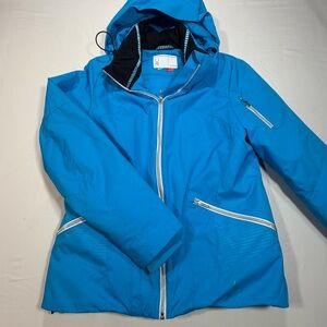 Spyder Women’s Project Jacket Blue Ski Insulated Hooded Coat Size 14 Full Zip